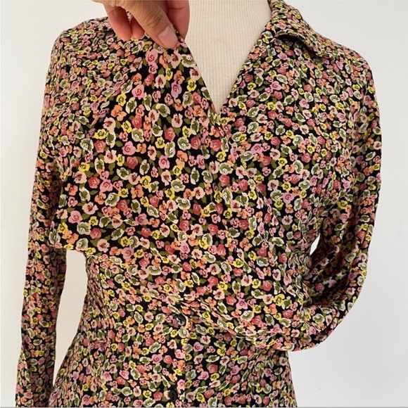 Zara floral retro mini dress BLOGGERS FAVORITE!! NWT - Picture 9 of 13